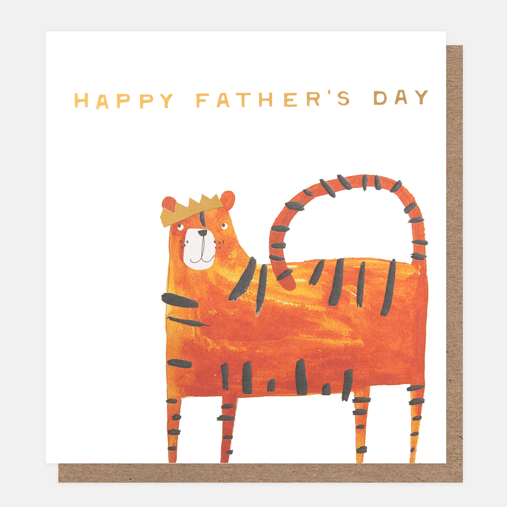 tiger wearing a gold crown happy father's day card