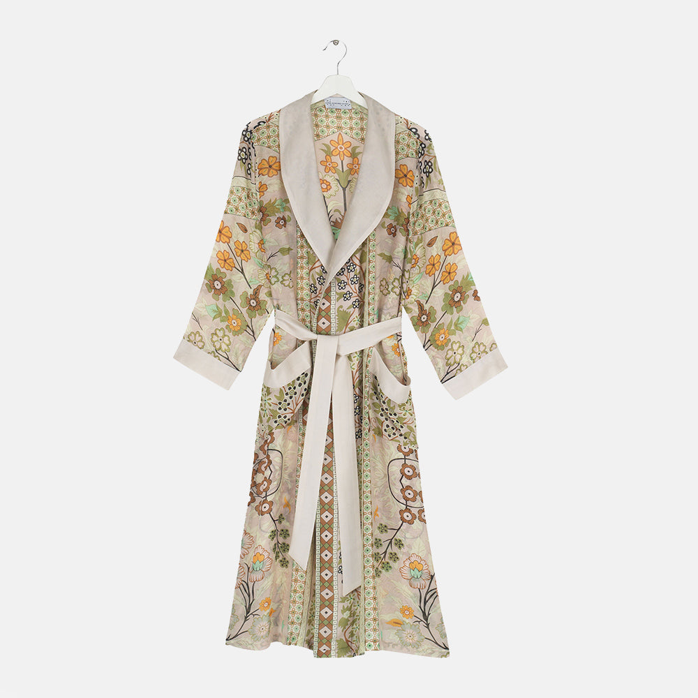 sage flower arch dressing gown, by One Hundred Stars