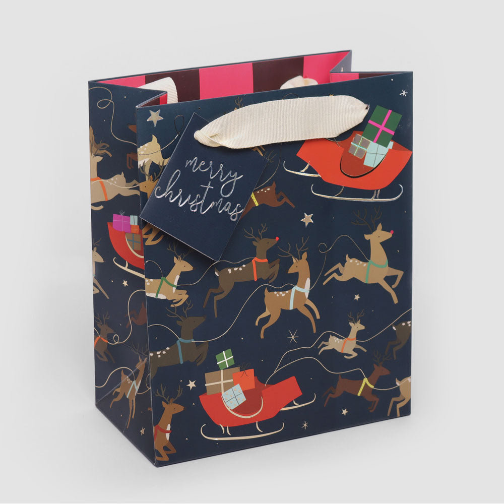 Reindeers & Sleighs Medium Christmas Gift Bag