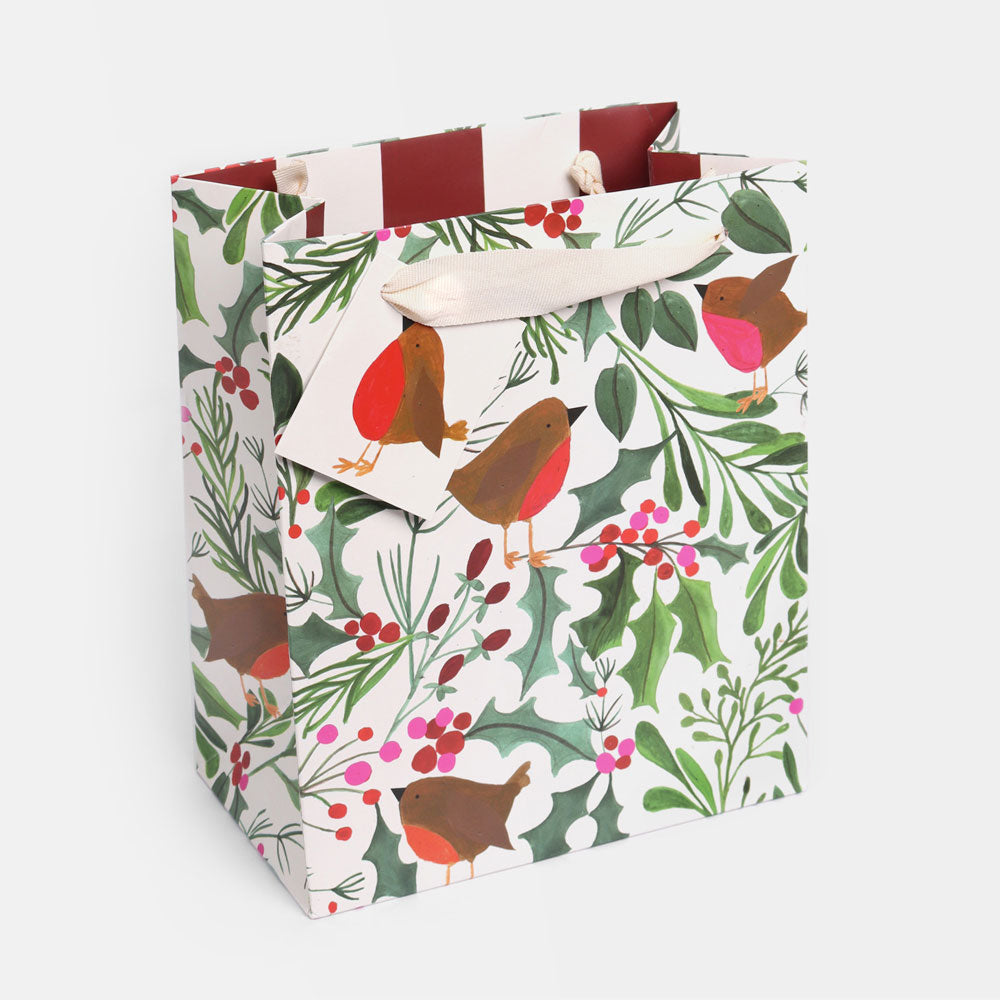Robins In Foliage Christmas Gift Bag