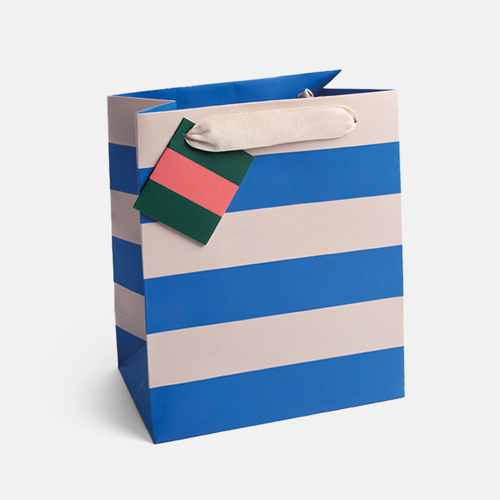 royal blue striped medium gift bag