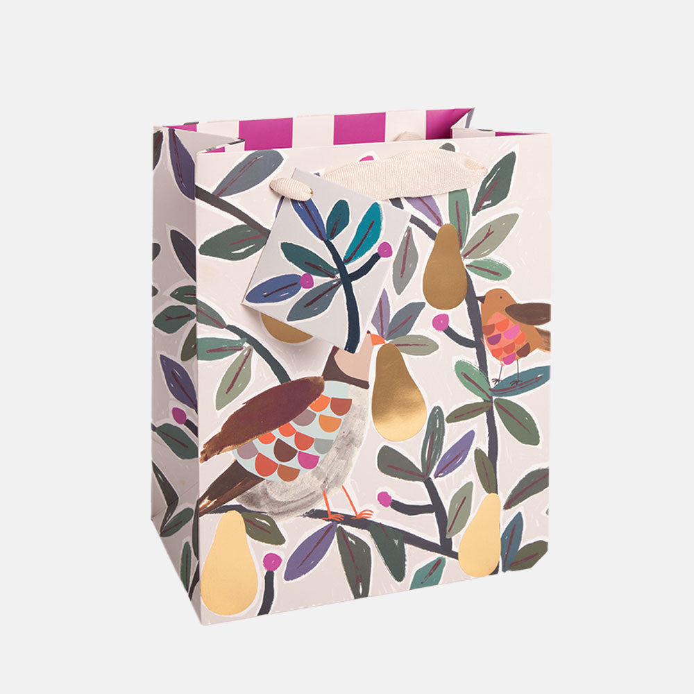 partridge in a gold pear tree medium gift bag