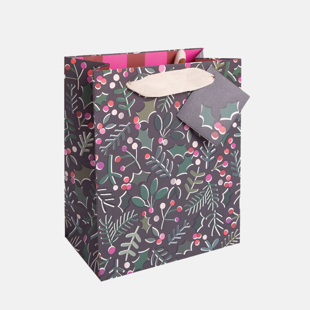 holly & mistletoe medium christmas gift bag