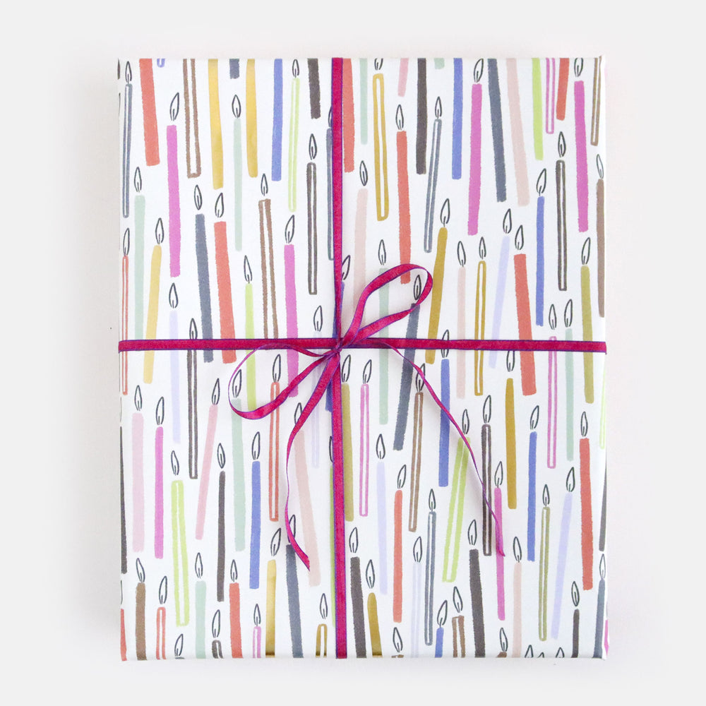 colourful candles wrapping paper set of 2 sheets