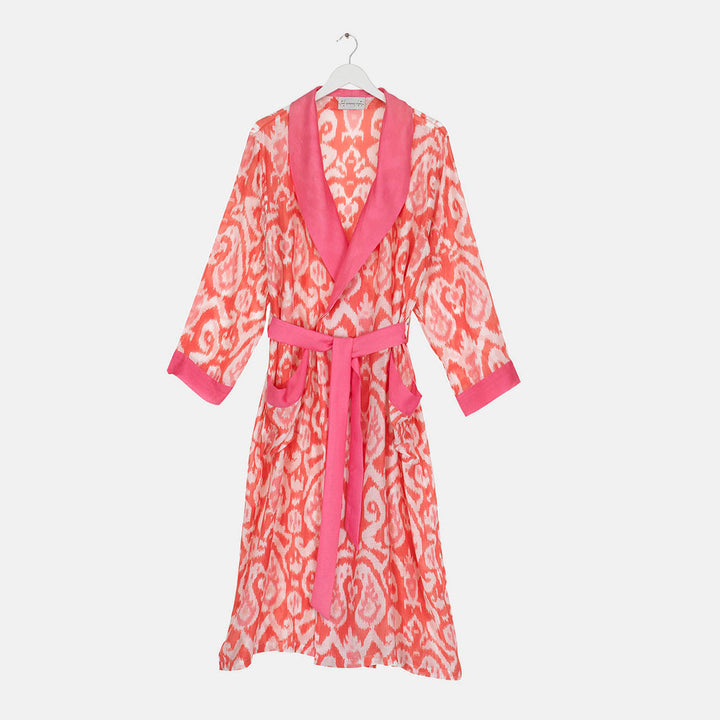 Pink Silky Ikat Dressing Gown