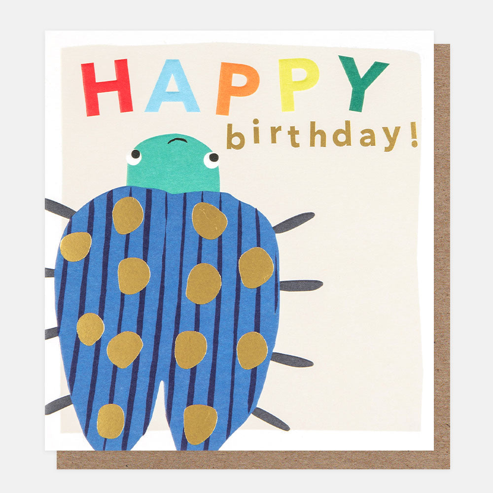 happy birthday blue spotty beetle birthday card