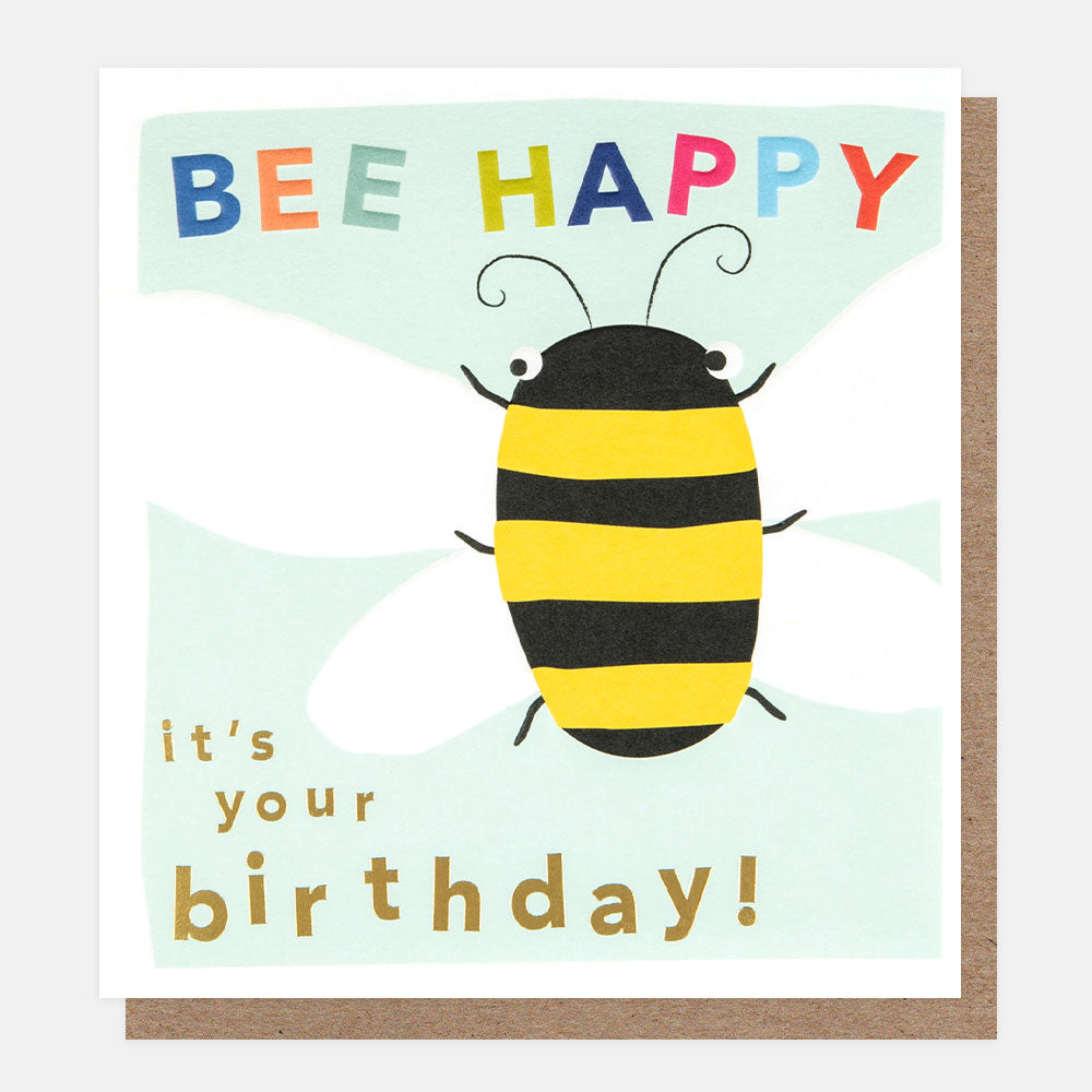 bee happy it's your birthday yellow bee birthday card