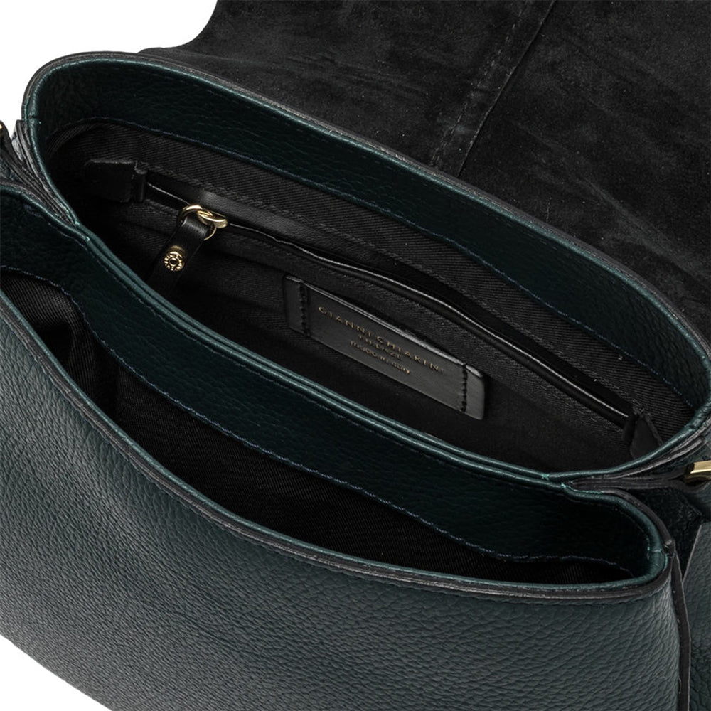 dark green leather Helena saddle bag made in Italy by Gianni Chiarini