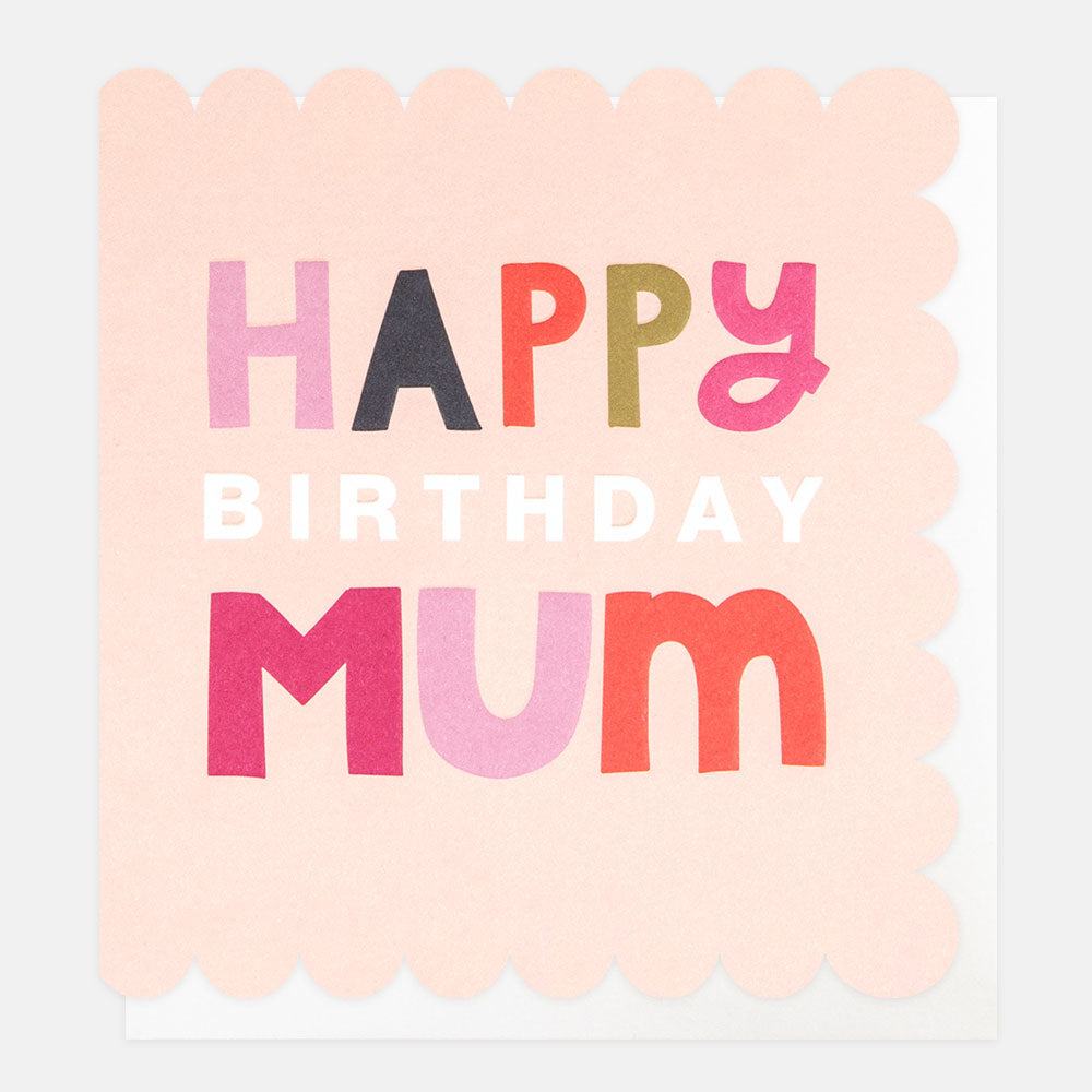pale pink scallop edge happy birthday mum card