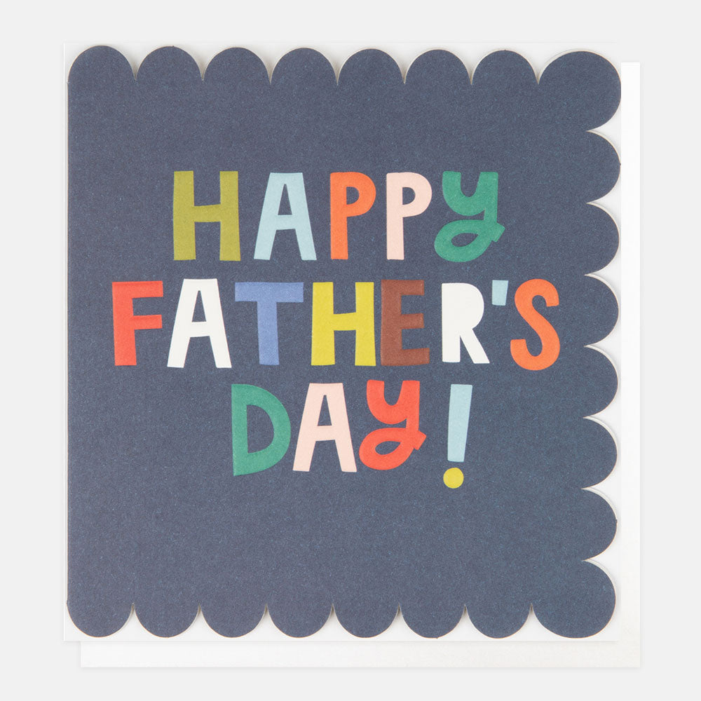 Blue Scallop Edged Happy Father's Day Card