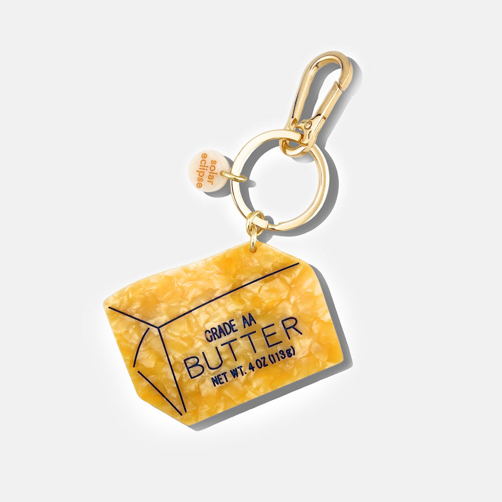 yellow block of butter bag charm or keyring