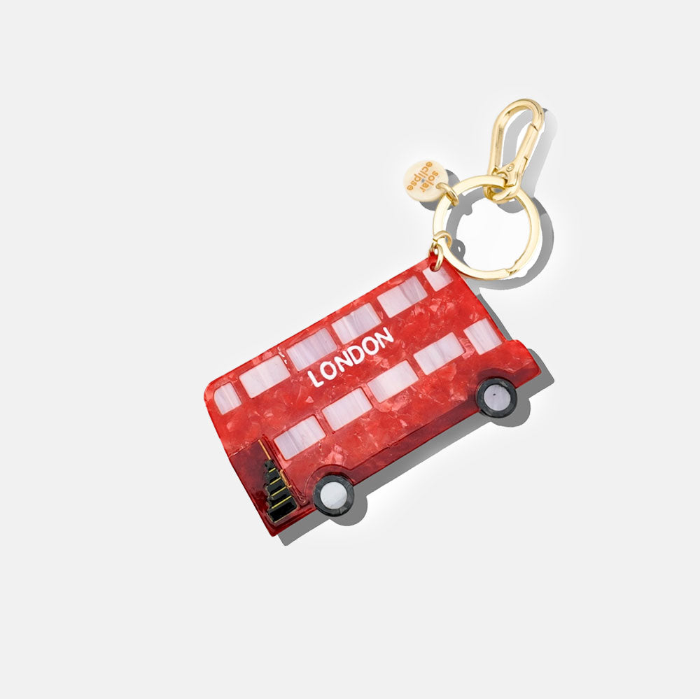 red London bus hand painted bag charm or keyring