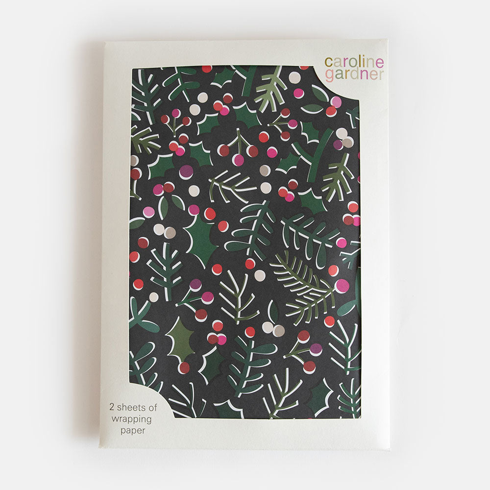 Mistletoe & Holly Wrapping Paper Mixed Set of 2 Sheets – Caroline Gardner