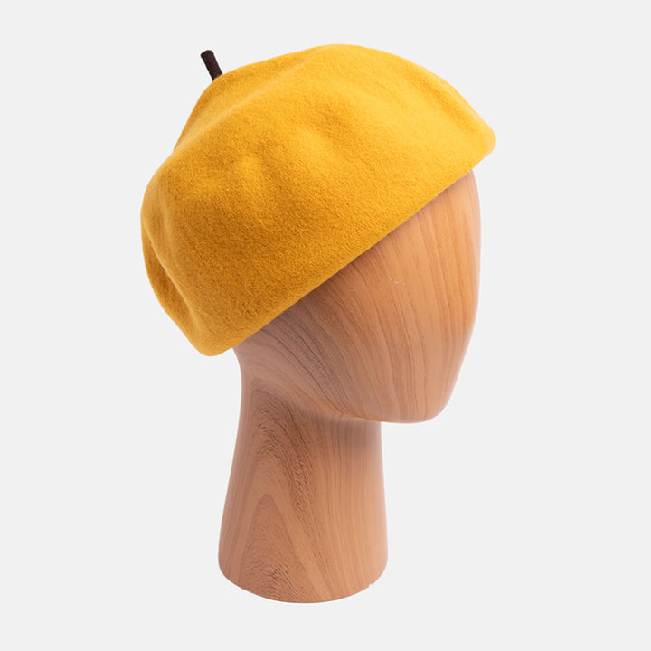 gold merino wool roll up beret