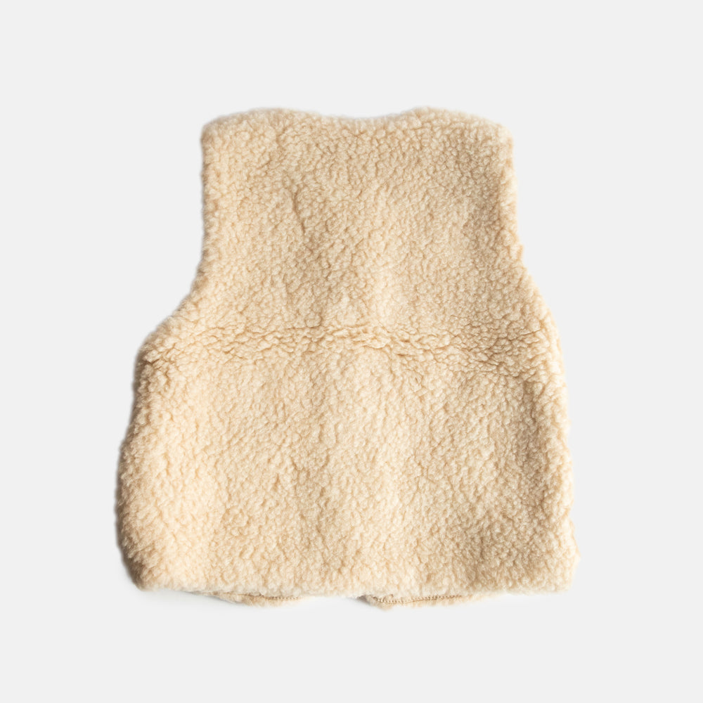 light beige 100% merino wool gilet, made by The Small Home