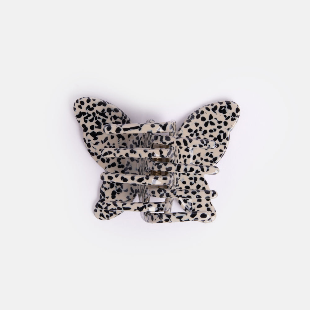eco friendly beige speckled butterfly hair claw, made by Solar Eclipse