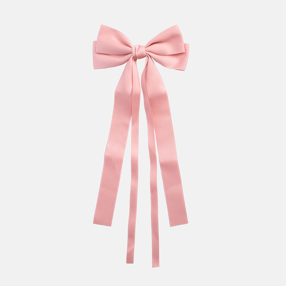 pink double layered ribbon bow hair clip