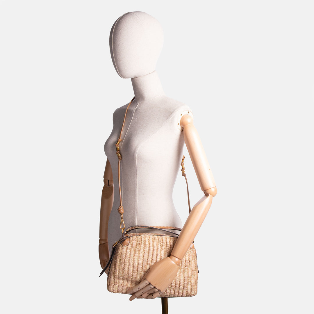 woven straw and tan leather large alifa bag, made in Italy by Gianni Chiarini