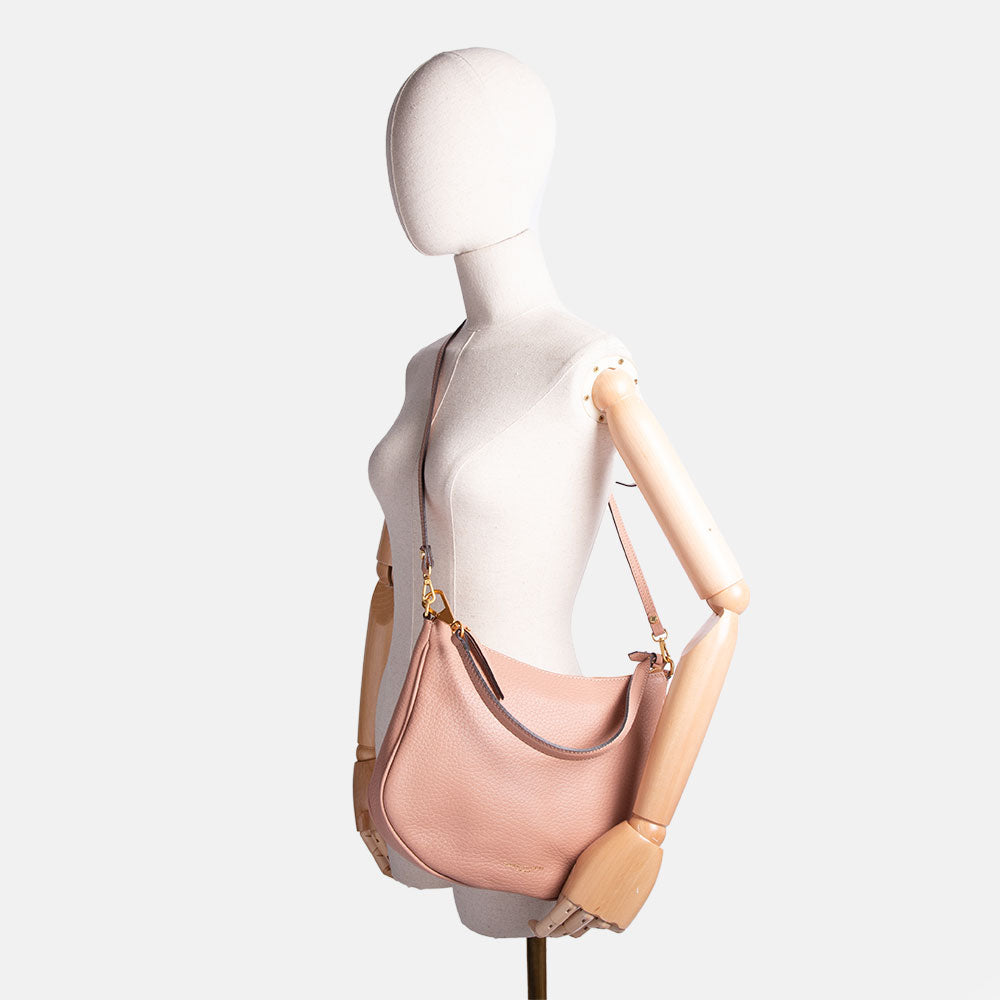 pink leather brooke shoulder crossbody bag, made in Italy by gianni chiarini