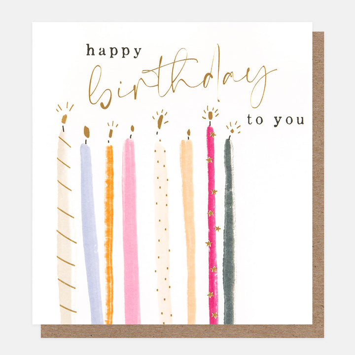 multi coloured candles happy birthday to you card