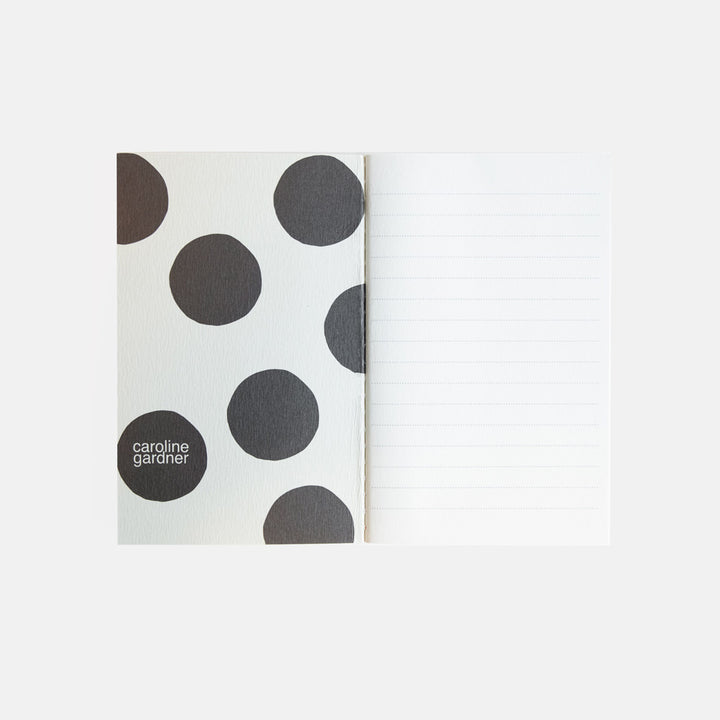 inside of mini 'goals' notebooks with black spot design and lined pages