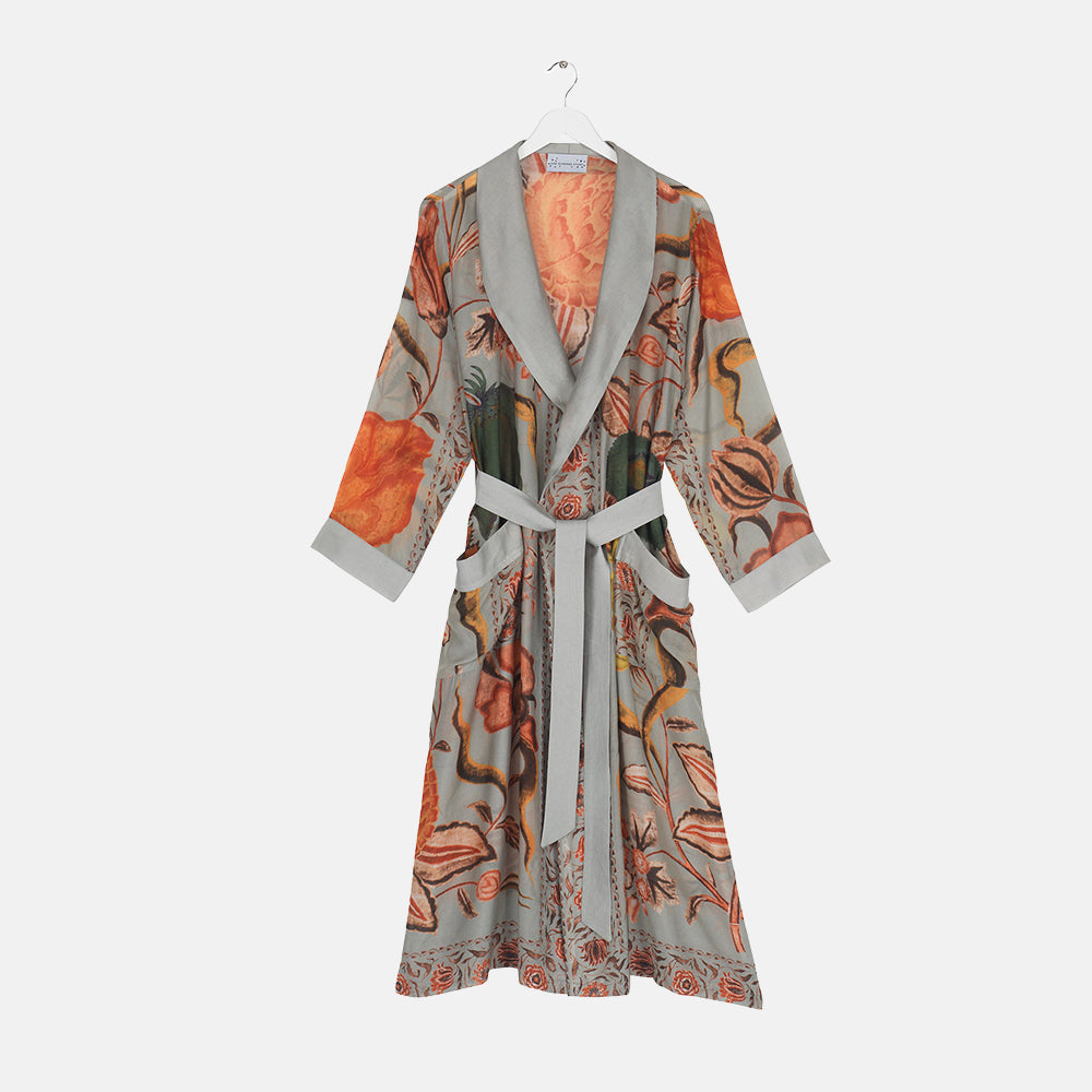 grey & orange joy lightweight dressing gown, by One Hundred Stars