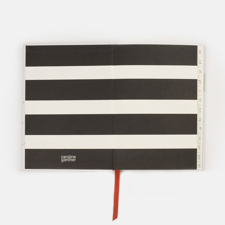 internal black and white stripe design of birthdays and addresses book