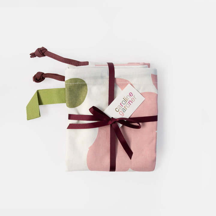 Pink Flower Cotton Drawstring Laundry Bag