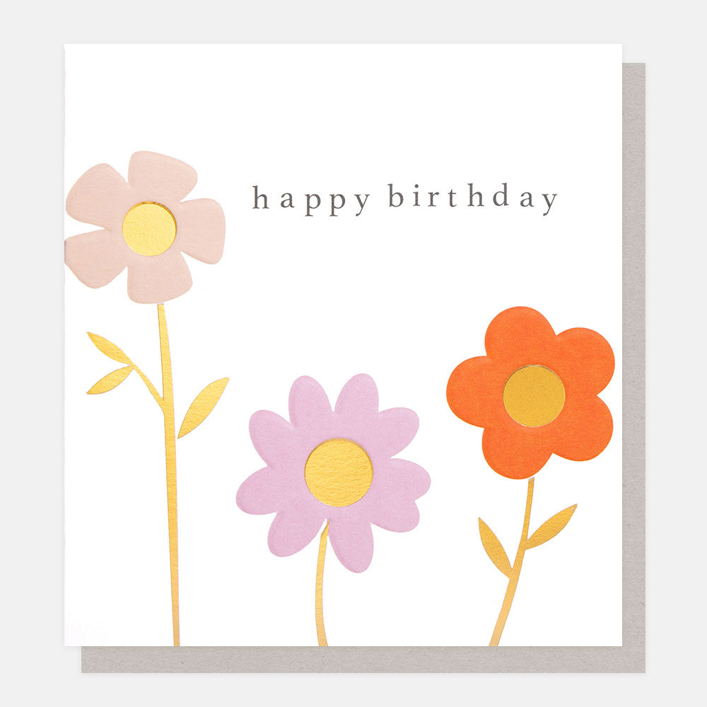 colourful flowers happy birthday card