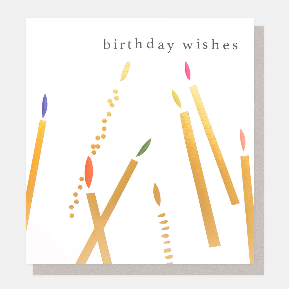 gold candles birthday wishes card