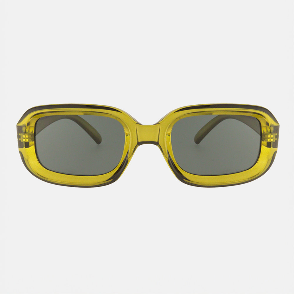 green wide framed sunglasses, made by Charly Therapy