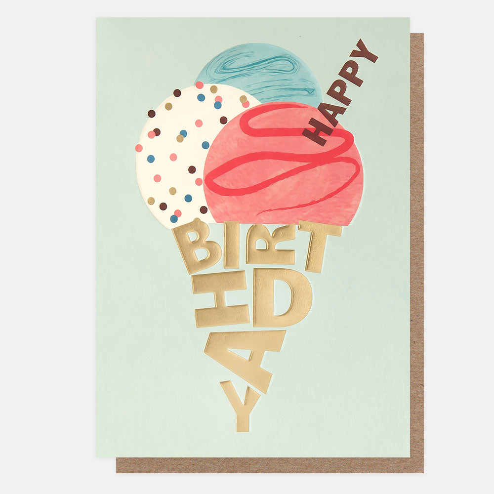 colourful ice cream cone happy birthday card