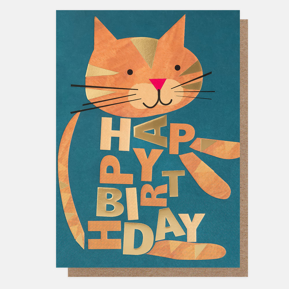 ginger cat happy birthday card