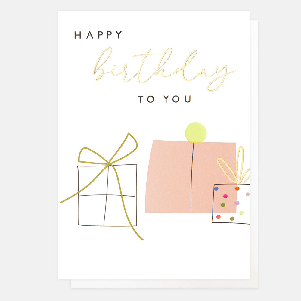 pink presents happy birthday to you card