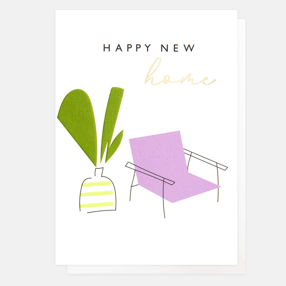 chair & house plant new home card
