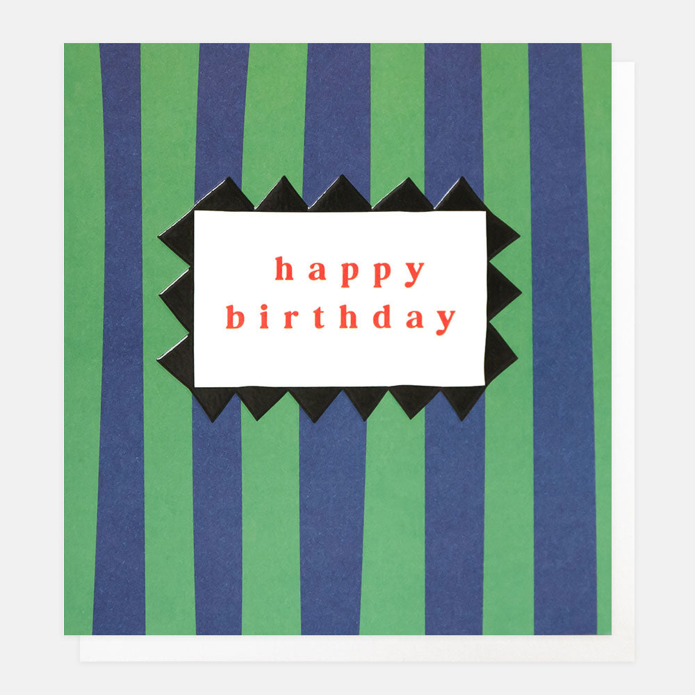 blue & green stripe happy birthday card