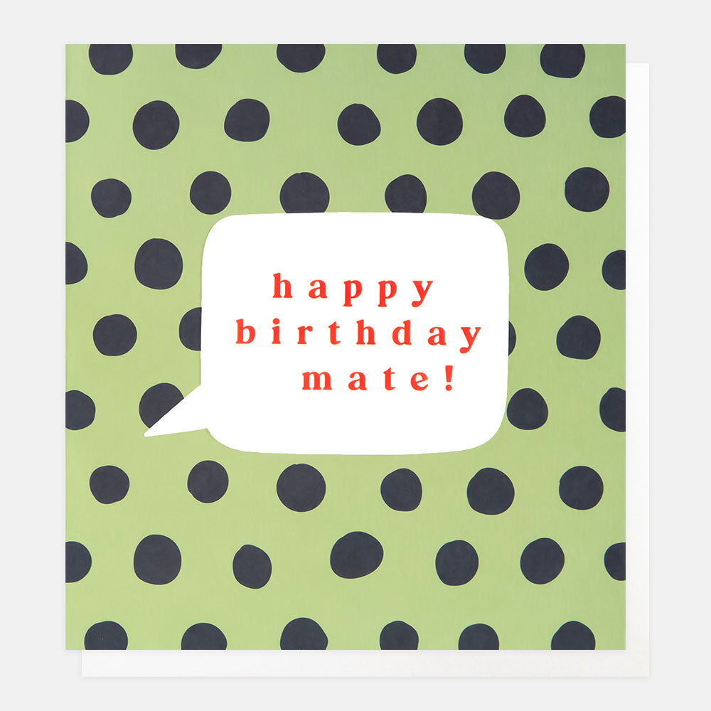 green with black spots happy birthday mate card