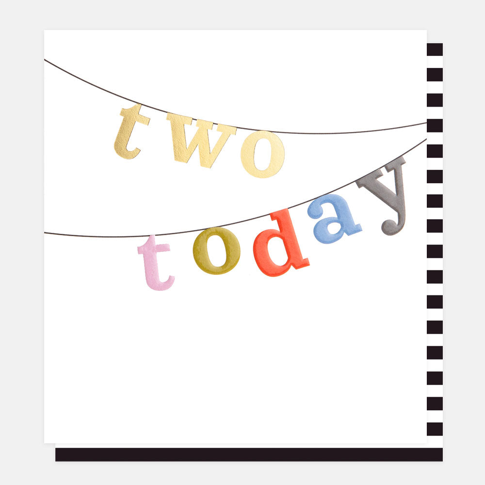 two today bunting letters on string 2nd birthday card