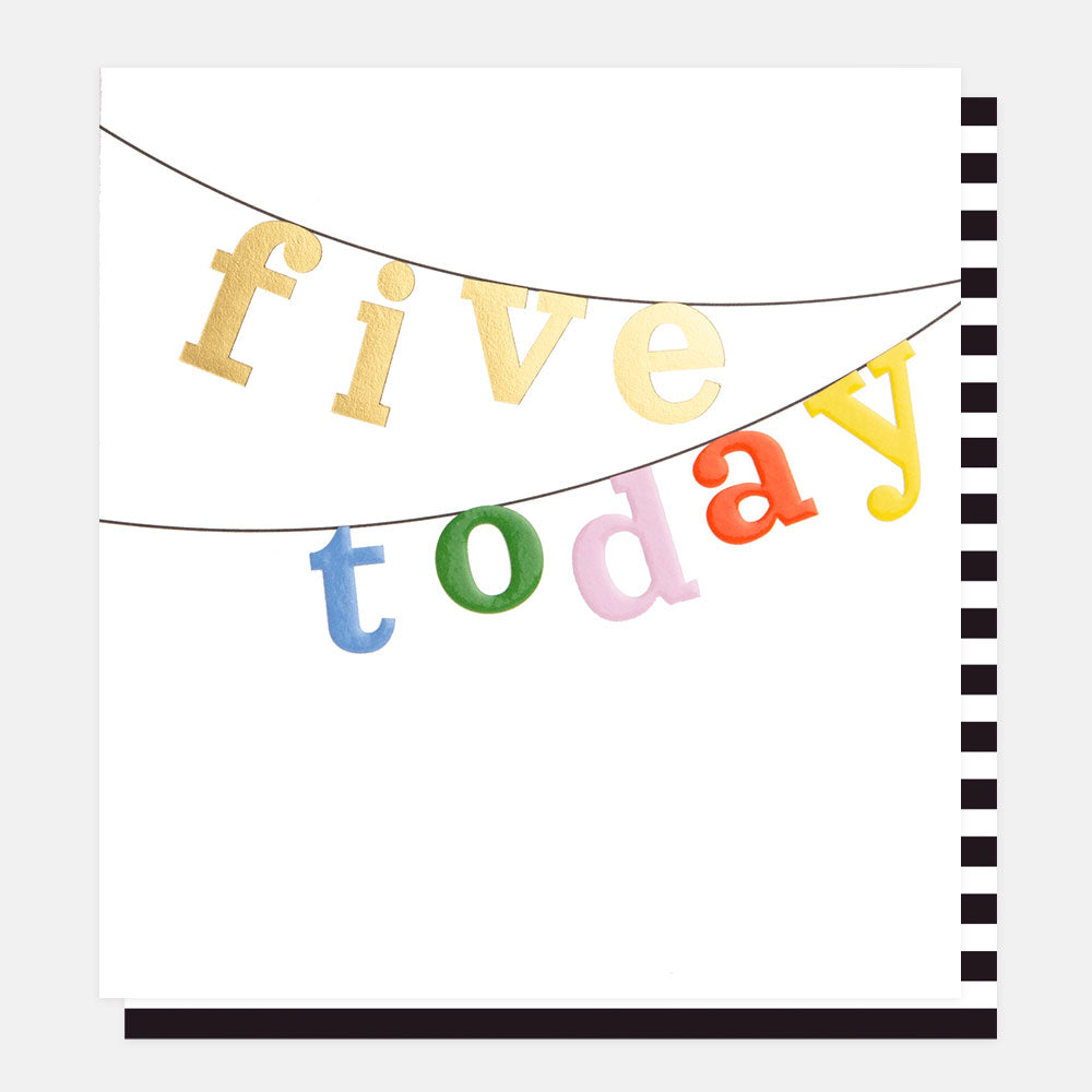 Five Today Bunting Letter on String 5th Birthday Card