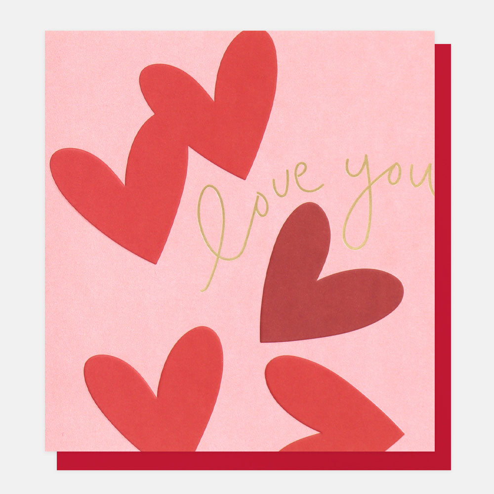 red love hearts love you card for anniversary or valentine's day