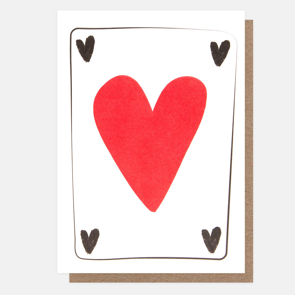 red heart playing card greetings card, ideal for anniversary, birthday or valentine's day