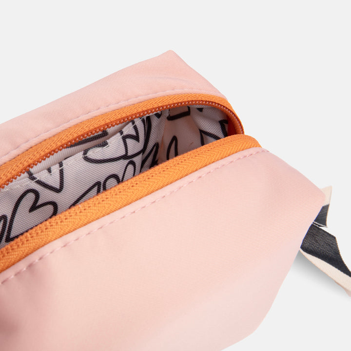 pink & orange padded nylon mini cosmetics bag