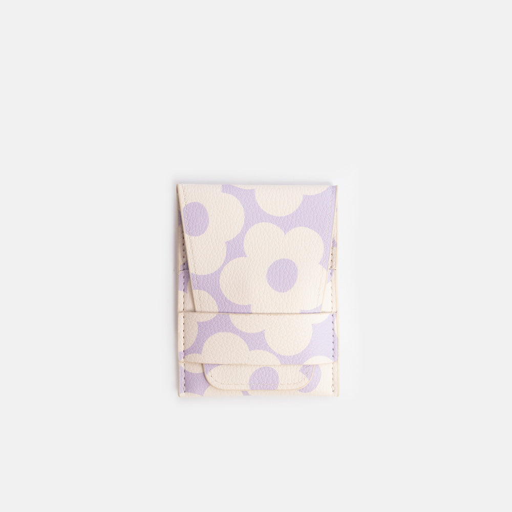 lilac and white flower print leather look manicure set