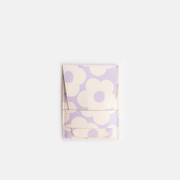 lilac and white flower print leather look manicure set