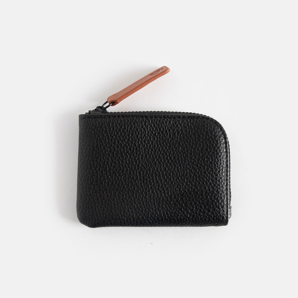 leather look corner wallet, black one side, navy blue on the other side