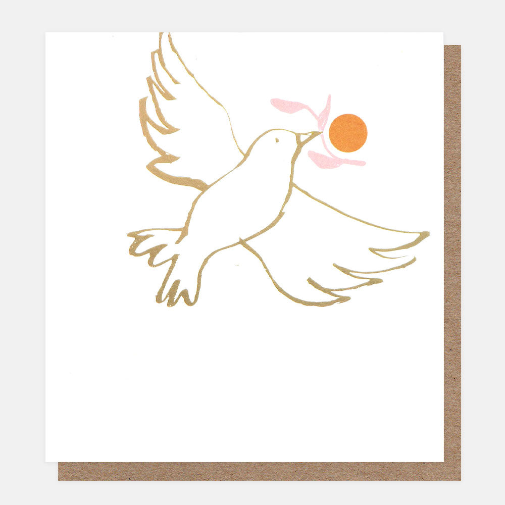 peace dove charity christmas card with brown kraft envelope