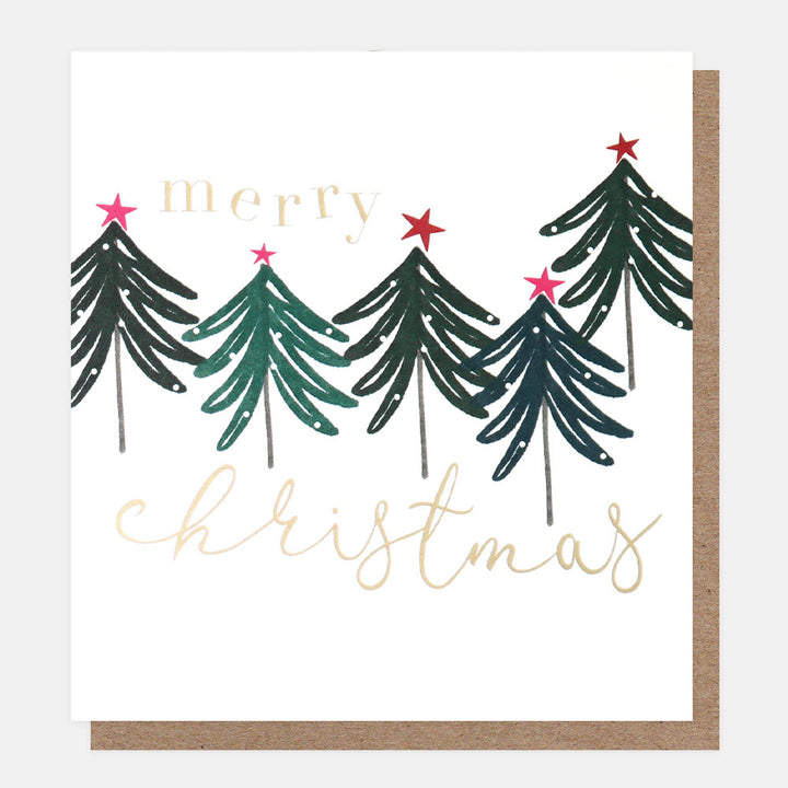 christmas trees charity christmas card with brown kraft envelope