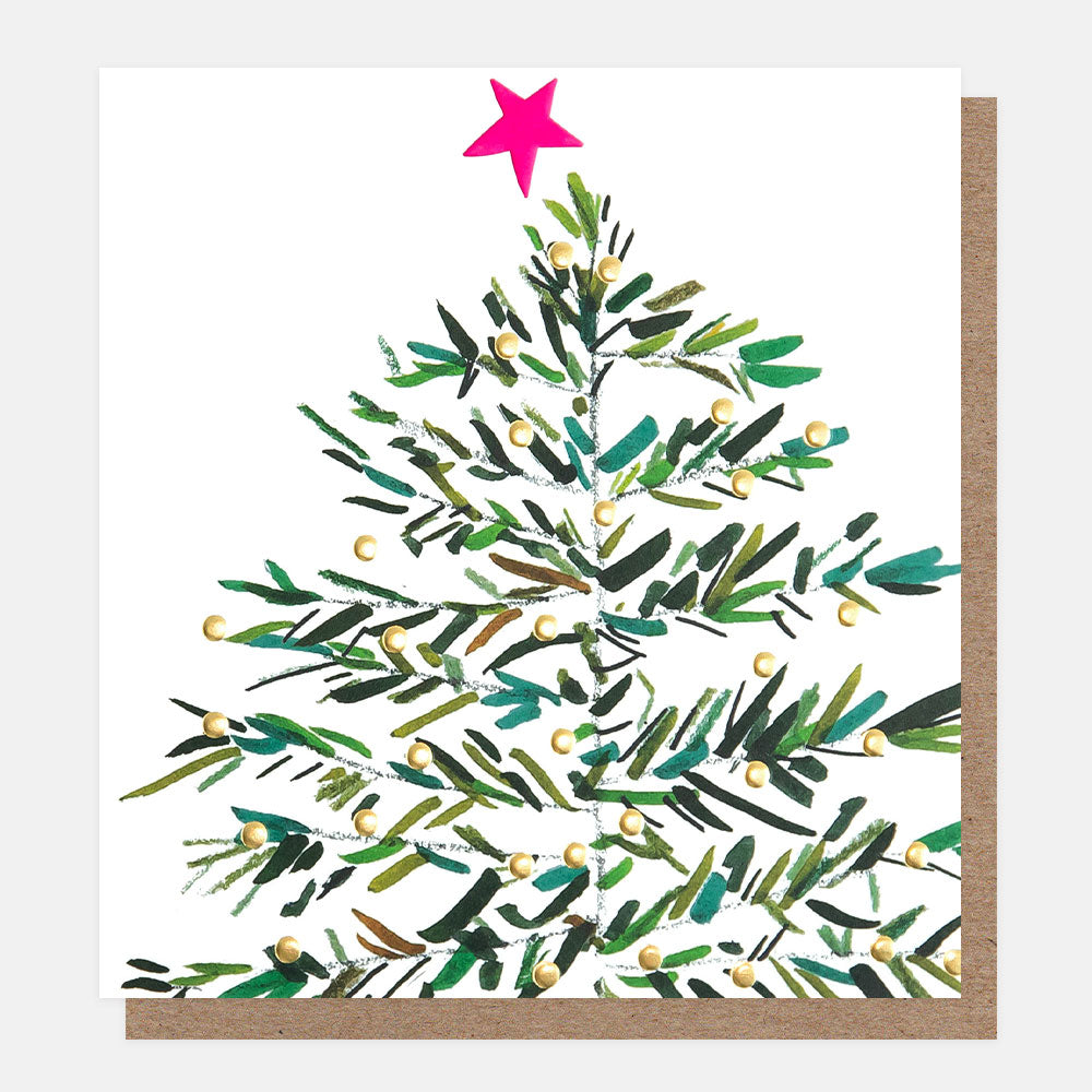 charity Christmas cards with tree dressed with gold baubles design