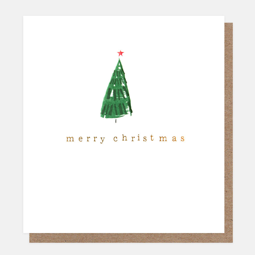 charity christmas cards with hand drawn Christmas tree with a red star  