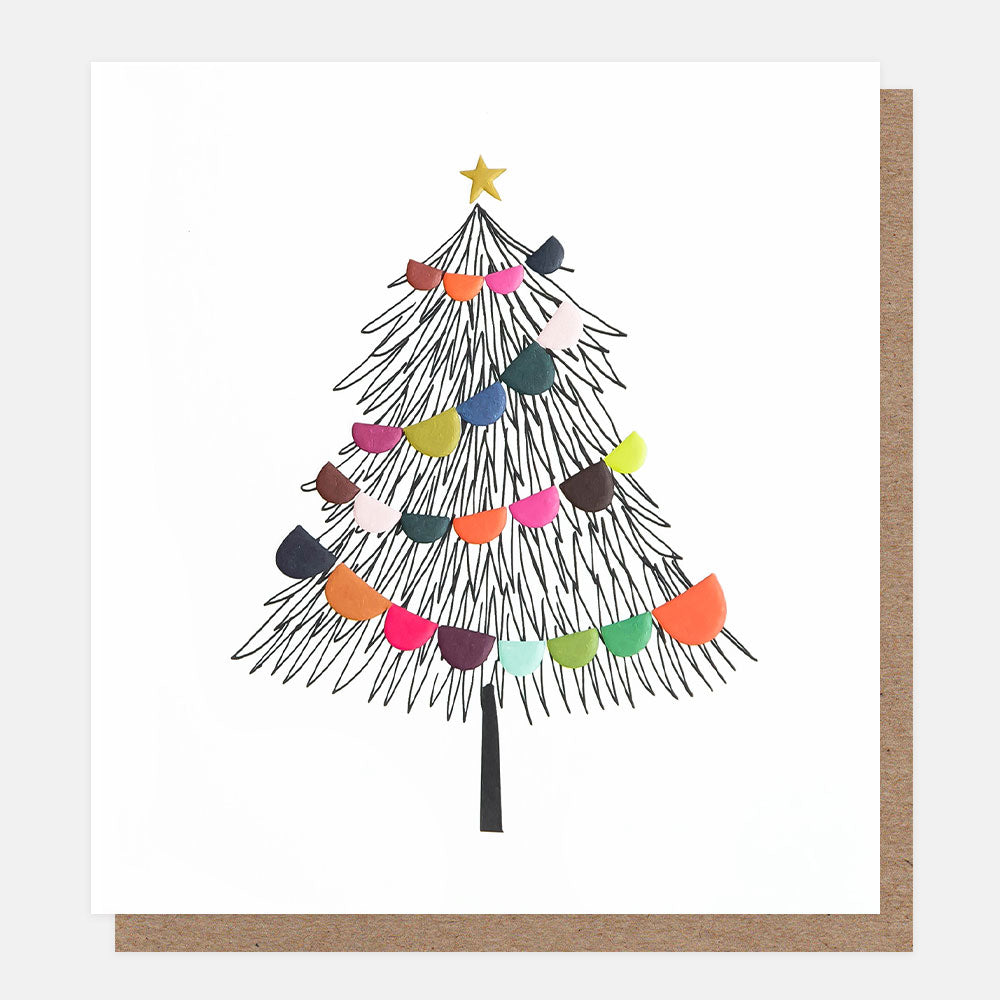 christmas tree with colourful bunting charity christmas cards pack